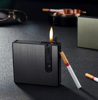 Portable Aluminum Cigarette Case with Built-in Lighter, Holds 16 Cigarettes Price in Pakistan | LAPTAB
