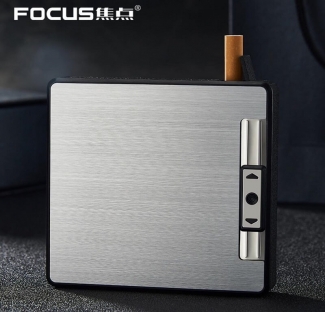 Cigarette Case & Windproof Electronic Rechargeable Lighter