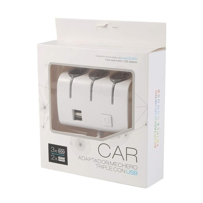 Car Power Adaptador Mechero Triple Con USB, 3-Socket Car Charger with LED Indicator Price in Pakistan | LAPTAB
