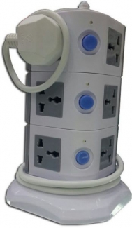Power Strip Multi Switch Vertical Socket Outlet with 7 Plugs, 2 USB Ports, Overload Protection Price in Pakistan | LAPTAB