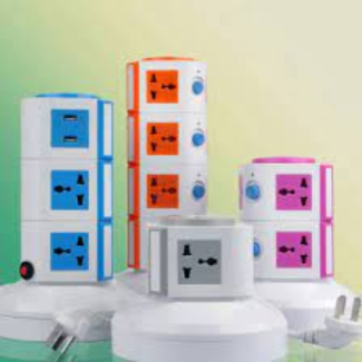 Power Strip Multi Switch Vertical Socket Outlet + 2 USB Port