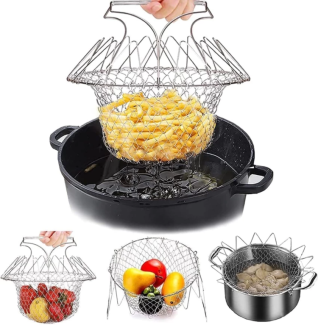 Steam Rinse Deep Fry Chef Magic Mesh Basket with Cool-Touch Handles for Easy Cooking Price in Pakistan | LAPTAB