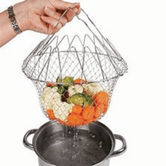 Steam Rinse Deep Fry Chef Magic Mesh Basket with Cool-Touch Handles for Easy Cooking Price in Pakistan | LAPTAB