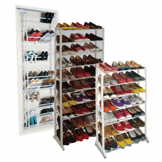 6 Layers Shoe Shelf with Aluminium Pipes, Holds 18 Pairs, No-Screw Assembly