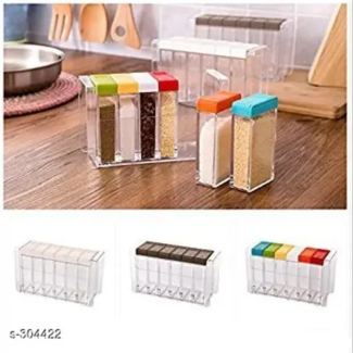 6 Pcs Kitchen Spice Jar Set with Automatic Lid and Transparent Design Price in Pakistan | LAPTAB