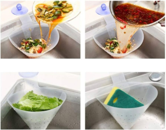 Self-Standing Foldable Kitchen Sink Stopper with Overflow Hole, PVC+PP Filter