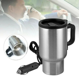 Car Stainless Steel Coffee Mug Flask with Heating and Spill-Resistant Lid for Travel