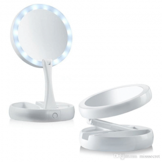 Foldable LED Lights Makeup Mirror with 360? Rotation and Dual Power Supply Price in Pakistan | LAPTAB