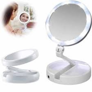 Foldable LED Lights Makeup Mirror with 360? Rotation and Dual Power Supply Price in Pakistan | LAPTAB