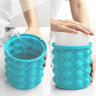 Silicone Ice Bucket with Airtight Lid for Space-Saving Ice Storage and Beverage Cooling