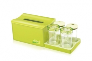 Combination Tissue Box with 4 Cans for Kitchen Cruet, Vinegar, Sauce, and Tissue Storage Price in Pakistan | LAPTAB