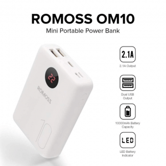 Romoss OM10 10000mAh Mini Power Bank with Dual USB Outputs and LED Indicator Price in Pakistan | LAPTAB
