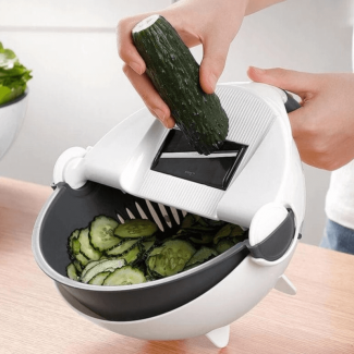 Vegetable Cutter with 8 Replaceable Blades and Rotating Drain Basket for Easy Washing Price in Pakistan | LAPTAB