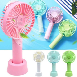 USB Mini Handheld Fan Cooler Portable Rechargeable with 3 Speed Modes and Anti-Slip Base