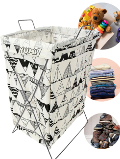 Wooden Fabric Laundry Bin with 2 Compartments for Dark and Light Clothes, Multicolours Price in Pakistan | LAPTAB