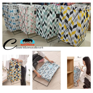 Wooden Fabric Laundry Bin with 2 Compartments for Dark and Light Clothes, Multicolours Price in Pakistan | LAPTAB