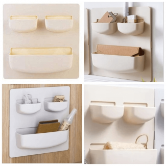 Wall Rack Sticky Plastic Holder White Carved Wall-Mounted Shelf for Space Saving Price in Pakistan | LAPTAB
