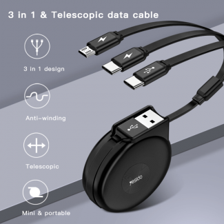 Yesido Retractable Multi Cable 3-in-1 with 3.5A Output and Adjustable Length Price in Pakistan | LAPTAB