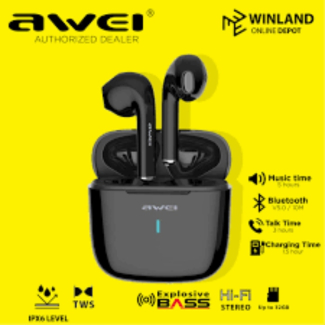AWEI TWS T26 Wireless Headphones with Smart Touch, IPX4 Waterproof, Battery Protection IC
