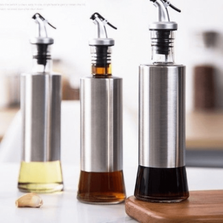 Oil Bottle for Kitchen Glass with Steel Cover, Leak-Proof and Safe Design Price in Pakistan | LAPTAB