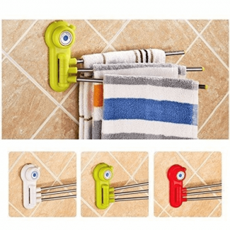 Towel Hanger for bathroom Suction cup Rotating 3 Swing Arm