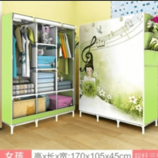 Cupboard Cloth Almari with Large Shelving, Zipper Doors, Black or Beige, Easy Assembly Price in Pakistan | LAPTAB
