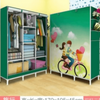 Cupboard Cloth Almari with Large Shelving, Zipper Doors, Black or Beige, Easy Assembly Price in Pakistan | LAPTAB