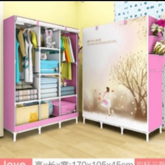 Cupboard Cloth Almari with Large Shelving, Zipper Doors, Black or Beige, Easy Assembly Price in Pakistan | LAPTAB