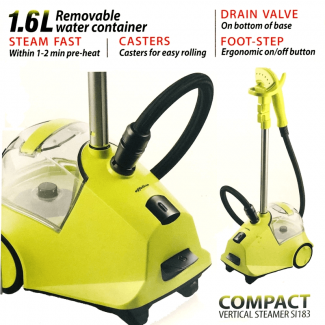 EFFELINE Compact Vertical Steamer with Large Water Tank, 3 Steam Levels, Foot Switch Price in Pakistan | LAPTAB
