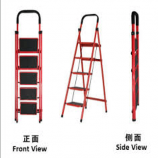 Folding 5-Tier Lightweight Steel Step Ladder with Hand Grip for Easy Access and Storage