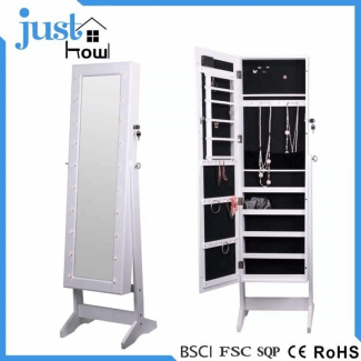 Elegant Standing Coronal Mirror Jewellery Cabinet with Full-Length Mirror