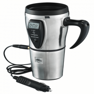 12 Volt Heated 16 oz Stainless Steel Travel Mug with Detachable 12V Car Plug