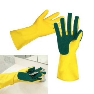 Latex Sponge Dish Washing Gloves with Scouring Sponge Fingers, Reusable and Non-Slip Price in Pakistan | LAPTAB