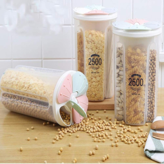3000ml 3-Compartment Food Storage Jar, Airtight BPA-Free Transparent Container Price in Pakistan | LAPTAB