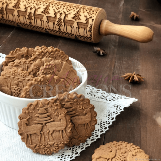 Multi-print Engraved Wooden Rolling Pin with Comfortable Grip Handles for Baking Price in Pakistan | LAPTAB