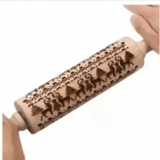 Multi-print Engraved Wooden Rolling Pin with Comfortable Grip Handles for Baking Price in Pakistan | LAPTAB