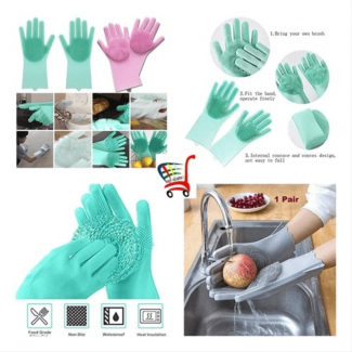 Magic Silicone Dishwashing Gloves 2-in-1 Brush and Gloves, Food-Grade BPA-Free Price in Pakistan | LAPTAB