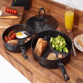 3 in 1 Divided Portion Frying Pan with Non-Stick Surface and Simmer Lid Price in Pakistan | LAPTAB