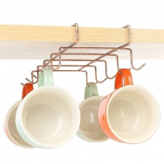 Tea Cup Stand Holder with 10 Stainless Steel Hooks for Kitchen Cabinet or Sink Storage Price in Pakistan | LAPTAB