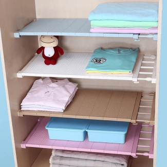 Adjustable Closet Rack Wall Mount, Drill-Free Storage Organizer for Wardrobe and Cabinets Price in Pakistan | LAPTAB