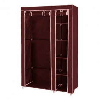 Collapsible Cloth Wardrobe Brown with 6 Shelves, Steel Frame, Washable Fabric Price in Pakistan | LAPTAB