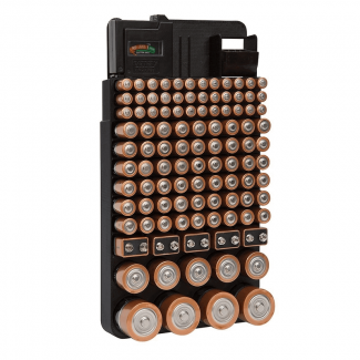 Battery Storage Organizer Case with Tester, Durable ABS Plastic, Holds 110 Batteries