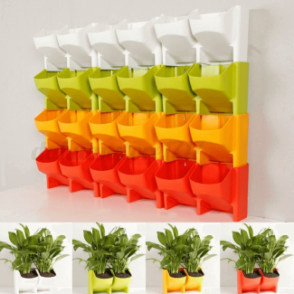 (2 Sides) Wall Mounted Plant Pot Rack, Stackable, Durable PP Resin, Breathable Design Price in Pakistan | LAPTAB