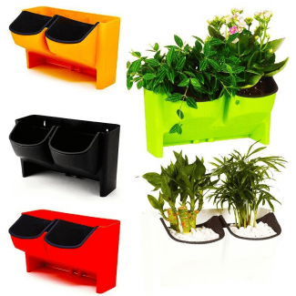 (2 Sides) Wall Mounted Plant Pot Rack, Stackable, Durable PP Resin, Breathable Design Price in Pakistan | LAPTAB