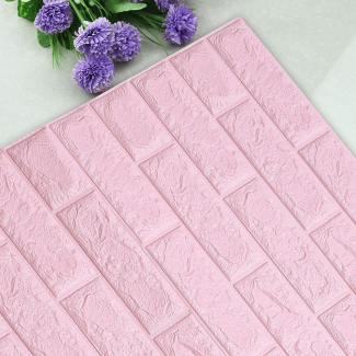 3D Light Pink Brick Pattern Wallpaper Panel, 770x700x8mm, Waterproof and Durable Price in Pakistan | LAPTAB