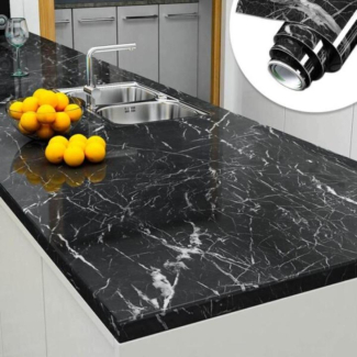 Self Adhesive Furniture Sticker Black Marble Vinyl Sheet Waterproof and Oilproof Price in Pakistan | LAPTAB