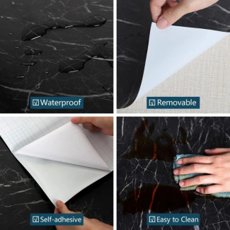 Self Adhesive Furniture Sticker Black Marble Vinyl Sheet Waterproof and Oilproof Price in Pakistan | LAPTAB