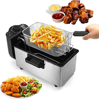 Electric Deep Fryer 4.5L Stainless Steel 2500W with Adjustable Temperature Control