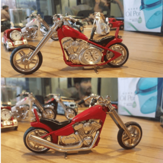 Fossil Brand Antique Chopper Bike Clock _ Metal Red