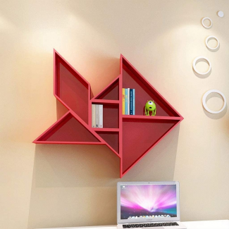 Tangram Wooden Wall Book Shelves - Decorative Lightweight Display Shelves for Home Price in Pakistan | LAPTAB
